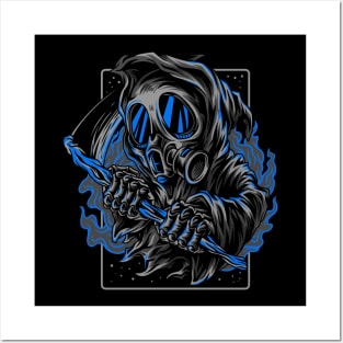 Reaper Scythe Smoke Blue Posters and Art